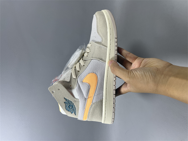 Women Running Weapon Air Jordan 1 Cream/Grey Shoes 512